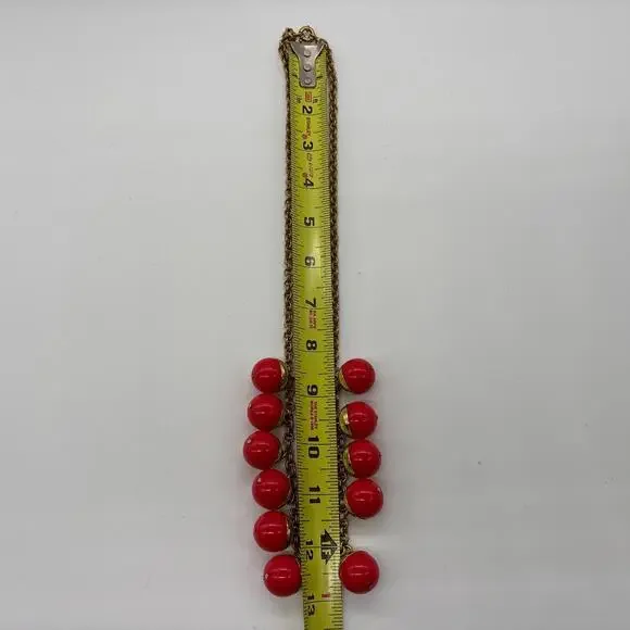 J Crew Gold Chain Statement Necklace w/ Round Vibrant Acrylic Beads - Picture 4 of 7